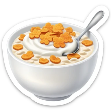 bowl of cereal with milk and spoon sticker