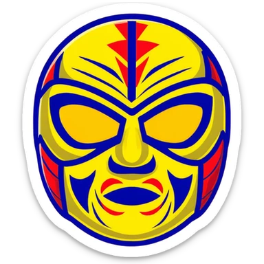 A vibrant purple and blue luchador mask with decorative patterns sticker