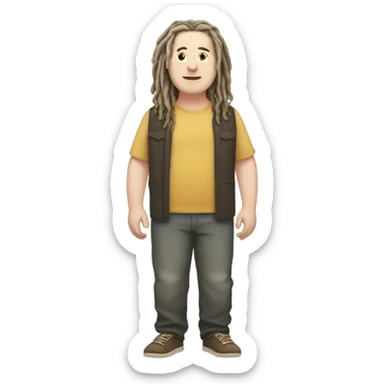 plus size pale skin man with locs full body sticker
