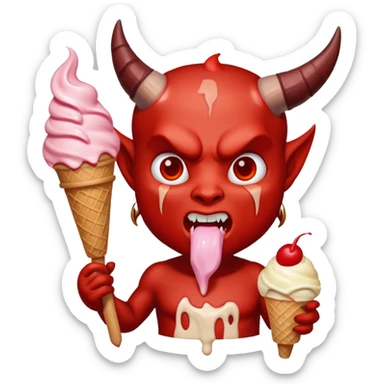 Diablo comiendo helado sticker