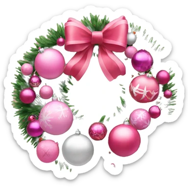 Pink Christmas wreath with ornaments  sticker