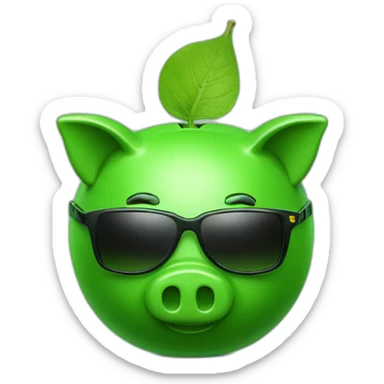 green piggybank with green sunglasses sticker