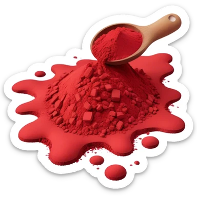 Red powdered pigments sticker