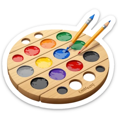 Paint pallete with pencil sticker