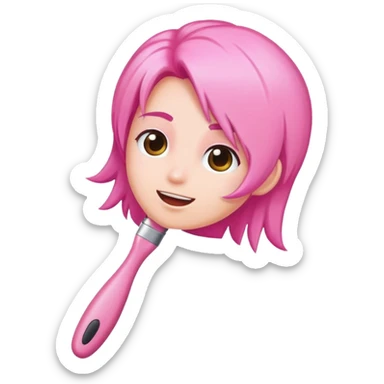 hair brush pink sticker