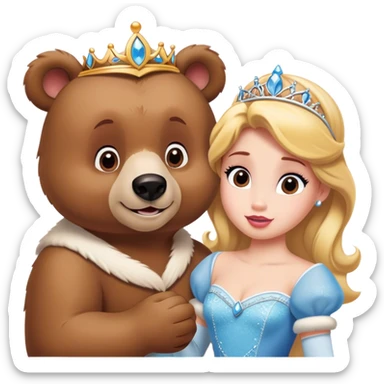 Make Dudu and Bubu (brown and white bear) into disney princesses sticker
