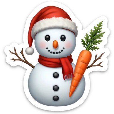 Snowman with Santa hat sticker