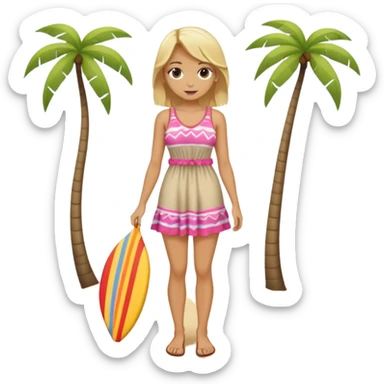 blond woman with beach outfit dress full body sticker