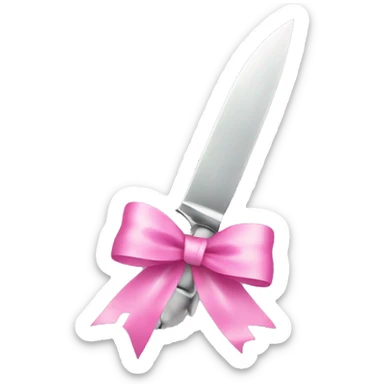 Silver knife with a pink bow sticker