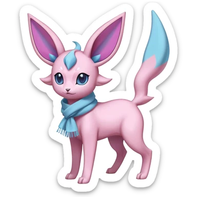 Shiny Cool Sparkly Cute Espeon-Glaceon-Sylveon-Fakemon-hybrid-fusion with a scarf full body sticker