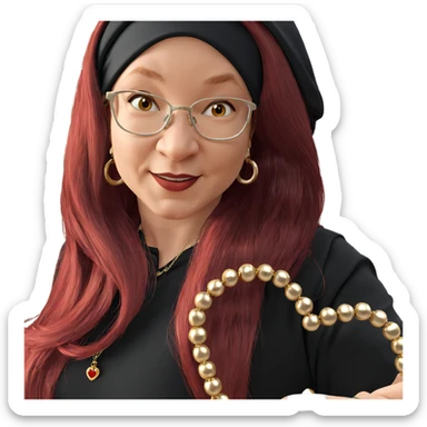 red-haired girl with jewelry sticker