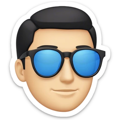 A stylish sunglasses with a bold, modern design, featuring blue lenses and a matte black frame, perfect for a sleek and trendy look. sticker