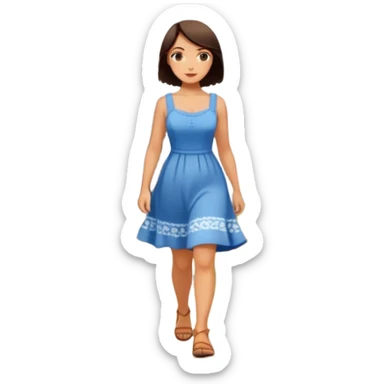 Pretty, sexy, slightly curvy white woman with short dark brown hair, walking near a Dutch windmill sticker