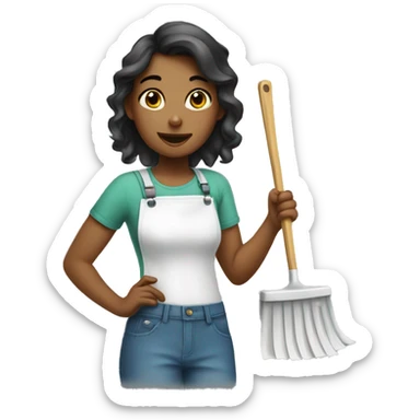Girl doing house chores sticker