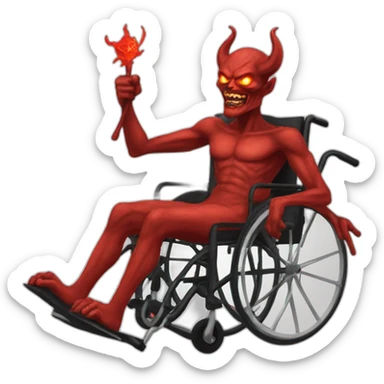 satan on a wheelchair sticker