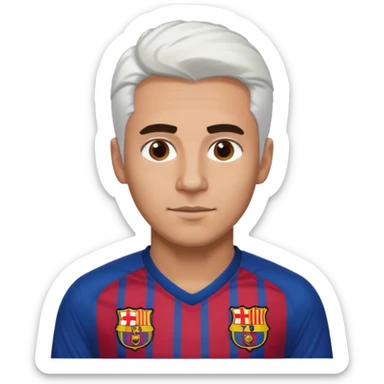 araujo футболист с белыми волосами и коричневыми бровями  в футболке барселоны sticker