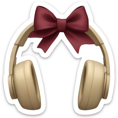 beige headphones with burgundy bow sticker