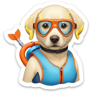 White labrador with snorkel and and swimmers vest sticker
