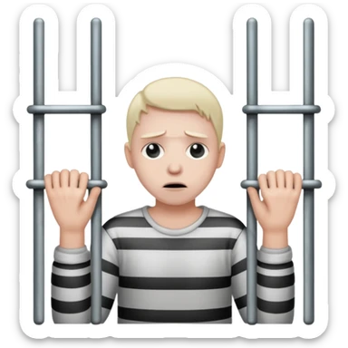 Smutna za więziennymi kratami trzymając się ich rękami sticker