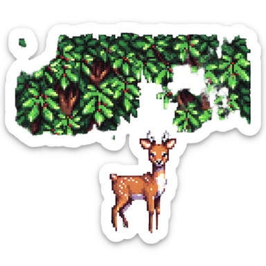 deer peeking from behind a bush sticker