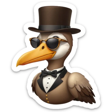 pelican with poise, wearing sunglasses and formal top hat sticker