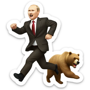 putin being chased by a bear sticker