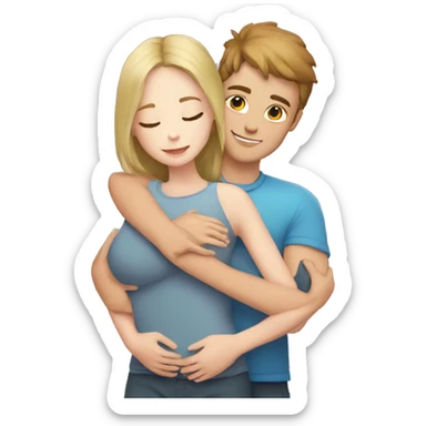 White skin Young man and girl hugs with heart sticker