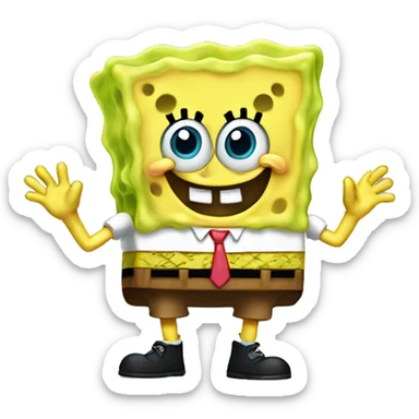 Cute spongebob wawing his hand sticker