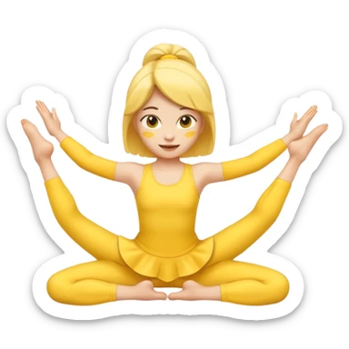 Yellow emoji girl doing the splits sticker
