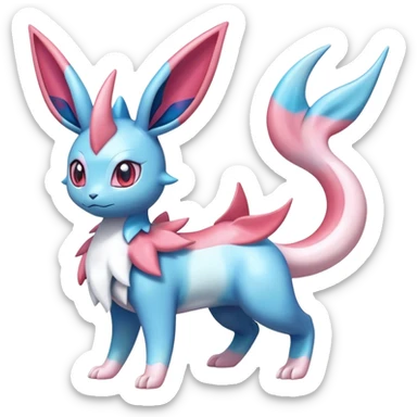 Shiny Cute Milotic-Sylveon-Glaceon-Vaporeon-Dragonair-Pokémon-hybrid-fusion full body sticker