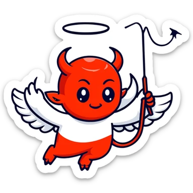 devil with angel halo sticker