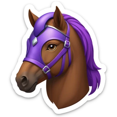 A horse with a purple helmet sticker