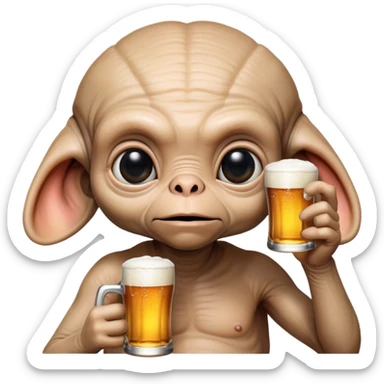 Draw E.T. drinking a beer sticker