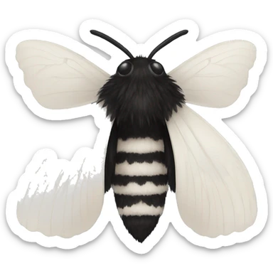 Black fluffy moth sticker