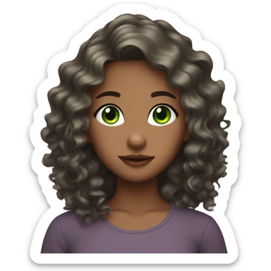 brunnete girl with wavy hair and green eyes sticker