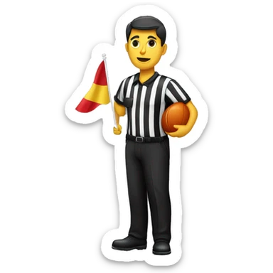 Assistant referee with a red and yellow flag of offside in his hand sticker