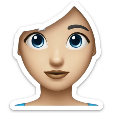 Fille aux yeux bleu brune avec une frange sticker