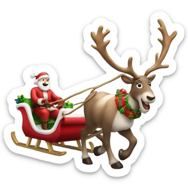 Real Reindeer pulling a christmas sleigh for Santa sticker