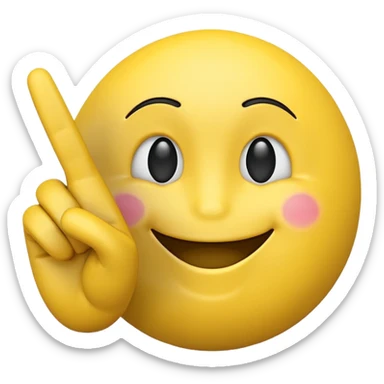 Create a 3d emoji of smiley with fingers showing peace sign. Background is white sticker