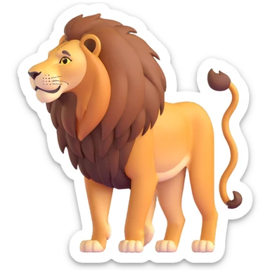 FULL BODY panthera leo male style wild, full flat cute side profile design in 3d soft l centered composition cartoon style128x128 pixels 1 tail sticker