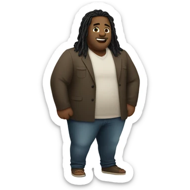 plus size fair skin man with locs full body sticker