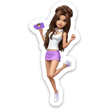 brown haired girl in skirt sticker