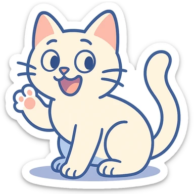 white cat in pastel toon style sticker