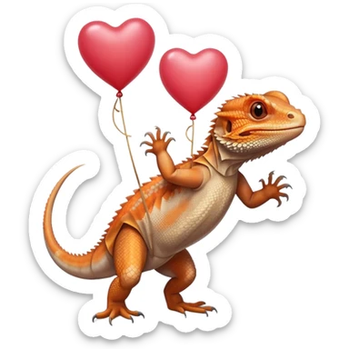 bearded dragon with heart balloon sticker