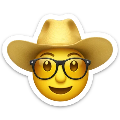 emoji jaune lunette de soleil avec un chapeau safari sur la tête sticker