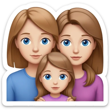 Family with mother, father and three little girls, everyone has light brown hair and blue eyes sticker
