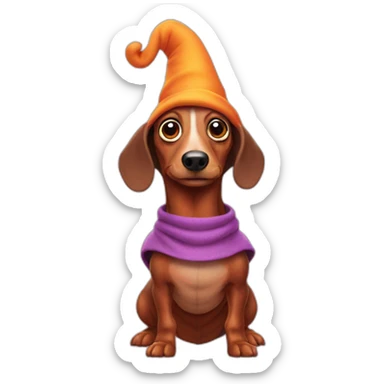 Sausage dog dressed as a troll sticker