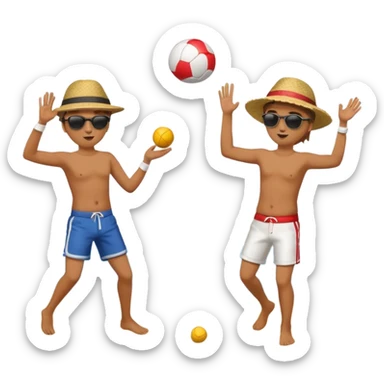 Throwing a ball at the beach to another person. sticker