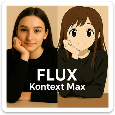 same similar image but chnage the text to "Flux Kontext Max" sticker