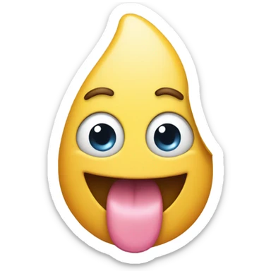 Emoji with tongue sticking out between two fingers shaped in a v  sticker